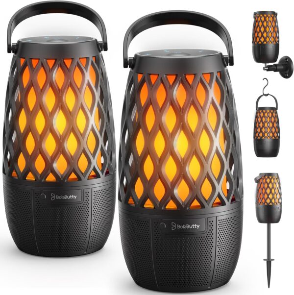Upgraded Outdoor Speakers Gift for Men Bluetooth Speaker with lights Multi-Sync up to 100 Speakers Auto-Pairing HD Stereo Sound Cool Tech Gadgets for Him IPX5 Waterproof for Outside