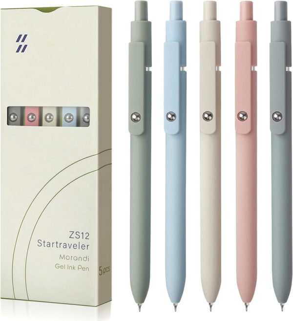 FIOVER Gel Pens, 5pcs 0.5mm Quick Dry Black Ink Fine Point Smooth Writing Pens High-End Series Ballpoint for Office School Supplies